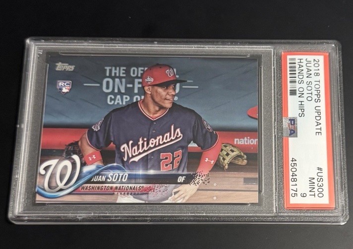 2018 Topps Update Juan Soto SP Hands On Hip Image Variation RC #US300 PSA 9