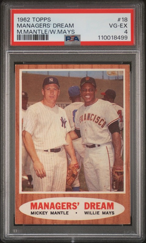 1962 Topps Managers' Dream #18 M. Mantle W. Mays PSA 4