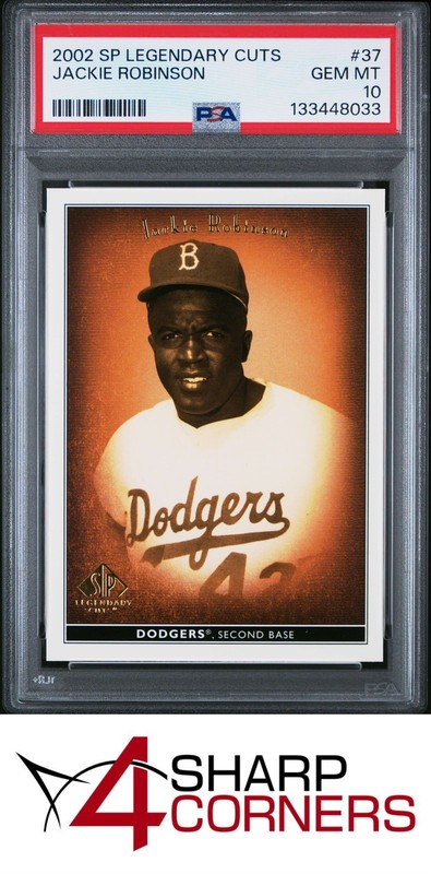 2002 SP LEGENDARY CUTS #37 JACKIE ROBINSON HOF PSA 10