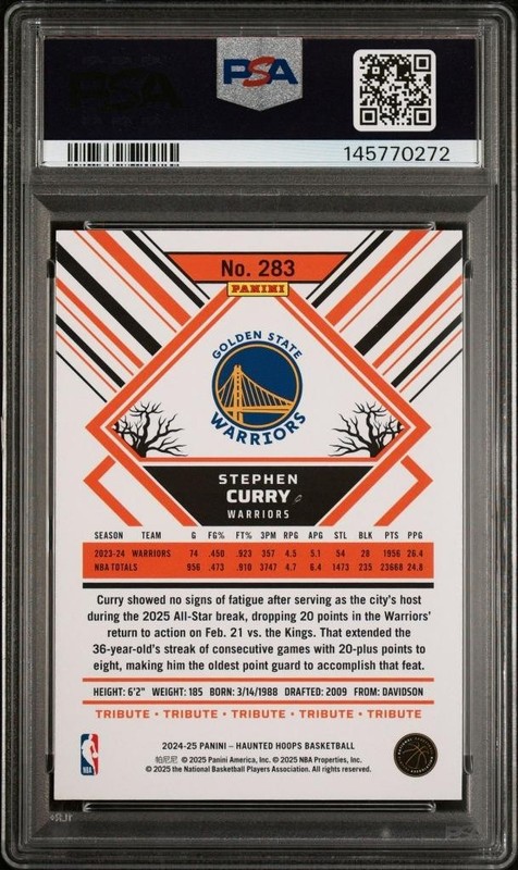 2024 Haunted Hoops Steph Curry Tribute #283 - PSA 10 GEM MINT view 2