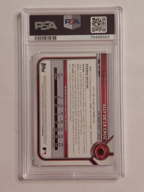 PSA 10 ELLY DE LA CRUZ 1st 2022 Bowman Paper Prospect Rookie Card RC GEM MINT view 2