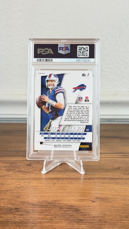 2024 Panini Prizm #1 Josh Allen Prizm Flashback No Huddle PSA 9 MINT view 2