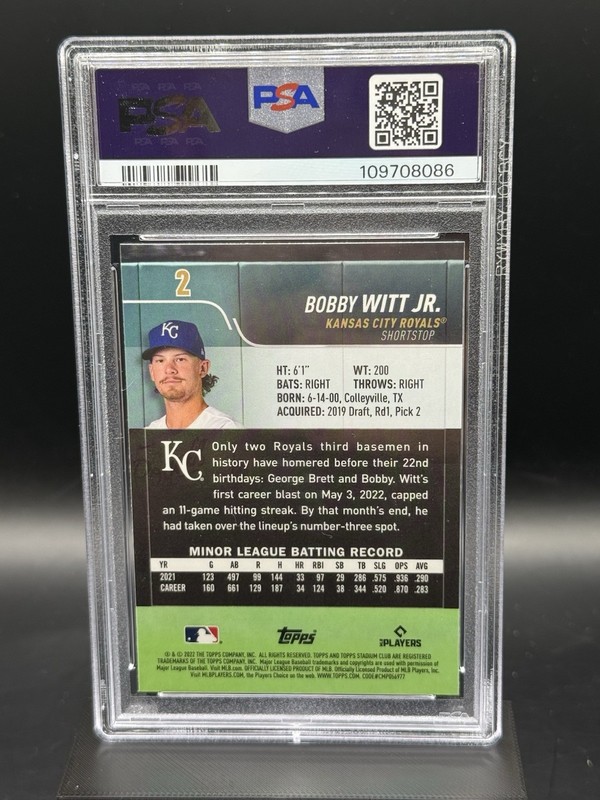 2022 Topps Stadium Club Chrome - Bobby Witt Jr. #2 X-Fractor (RC) - PSA 10 view 2