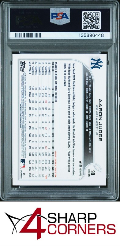 2022 TOPPS COMPLETE SET #99 AARON JUDGE POP 5 PSA 9 view 2
