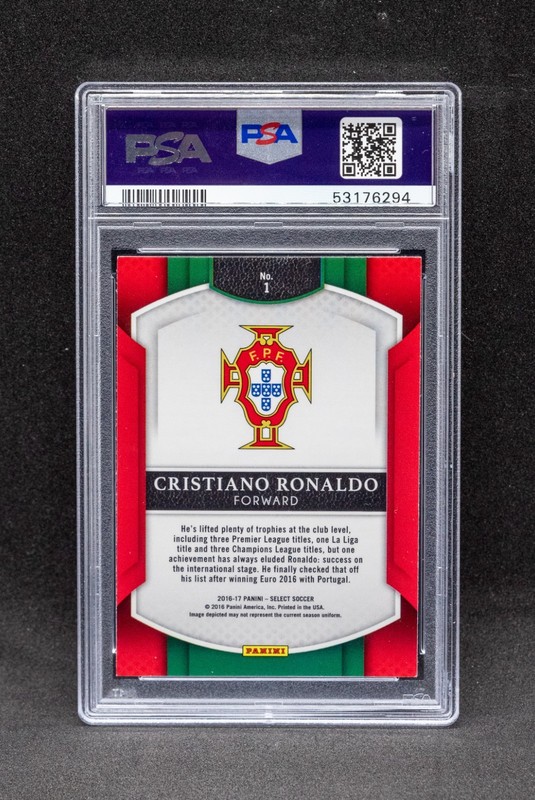 Cristiano Ronaldo 2016 Panini Select Multi-Color Prizm PSA 9 view 2