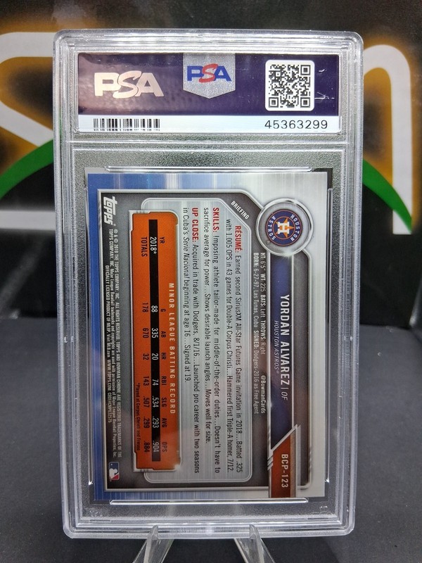 2019 Bowman - Chrome Prospects Yordan Alvarez #BCP-123 Rookie PSA 10 view 2