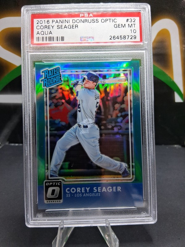 2016 Panini Donruss Optic  Rated Rookies Corey Seager PSA 10 #32 Aqua /299 