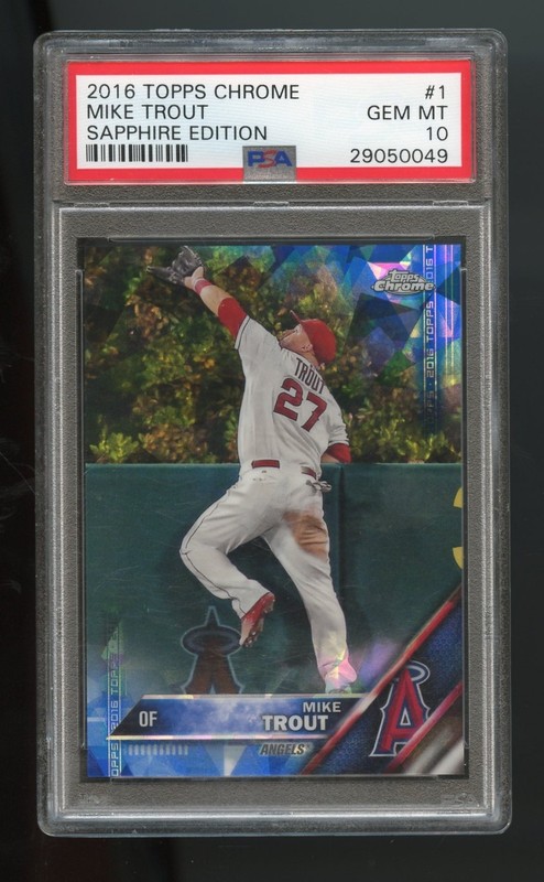 2016 Topps Chrome Sapphire Mike Trout #1 Graded PSA 10 Gem Mint Angels
