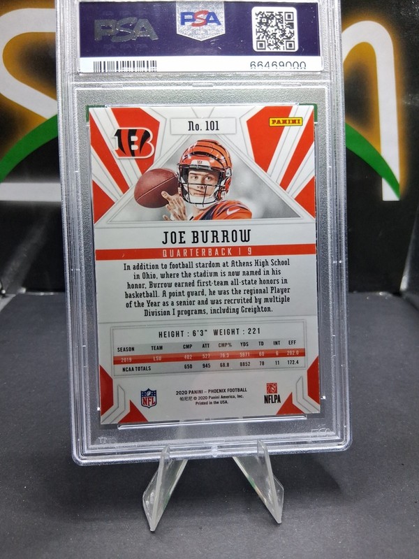 2020 Panini Phoenix Rookies Joe Burrow #101 Fire Burst PSA 9  view 2