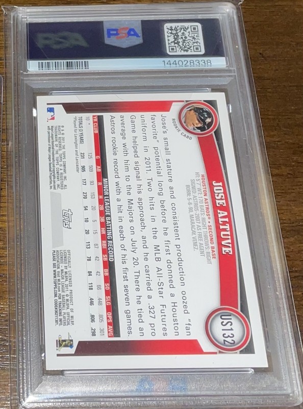 2011 Topps Update Jose Altuve #US132 RC PSA 9 Houston Astros 🐐 MVP  view 2