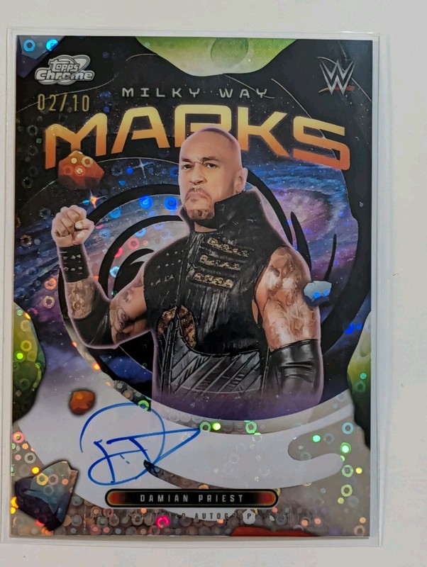 Damian Priest 2026 Topps Chrome Cosmic WWE Milky Way Marks Auto SSP # 02 /10
