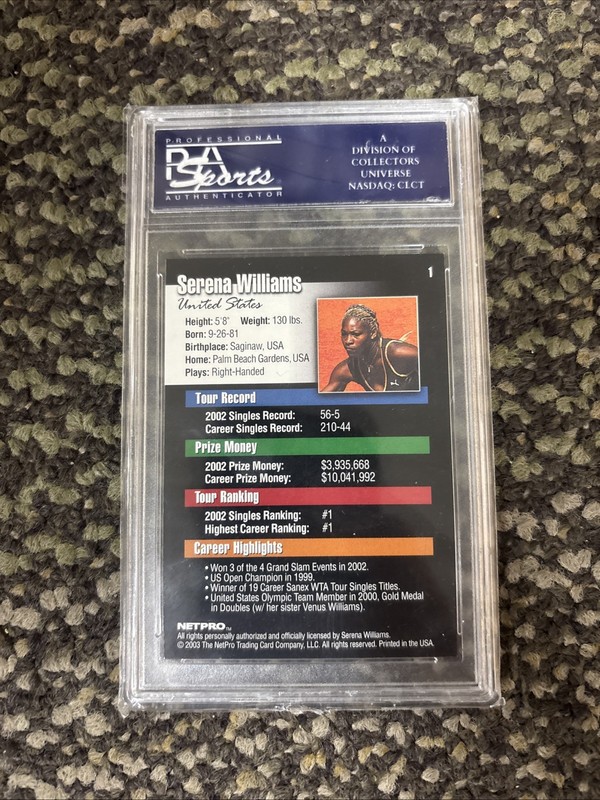 2003 NetPro Serena Williams #1 PSA 10 GEM MINT Tennis Card HOF GOAT view 2