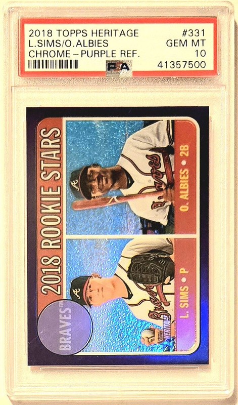 2018 Topps Heritage Ozzie Albies Rookie Chrome Purple Refractor PSA 10 Gem Mint