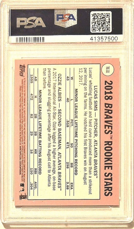 2018 Topps Heritage Ozzie Albies Rookie Chrome Purple Refractor PSA 10 Gem Mint view 2