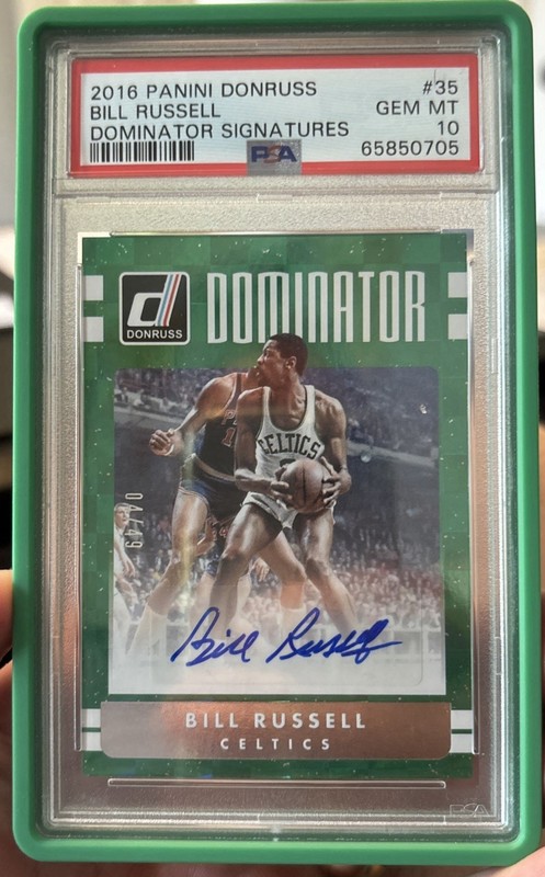 2016-17 Panini Donruss Dominator Signatures Bill Russell #35/49 PSA 10 Pop 1