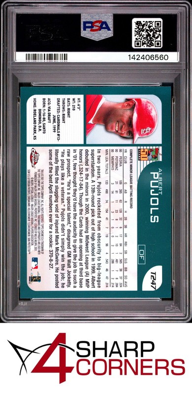 2001 TOPPS CHROME TRADED #T247 ALBERT PUJOLS RC CARDINALS PSA 10 view 2