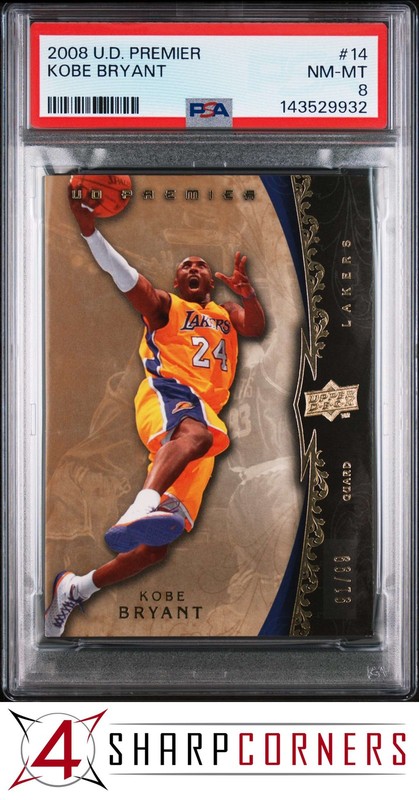 2008 UPPER DECK PREMIER #14 KOBE BRYANT LAKERS HOF #/99 POP 6 PSA 8