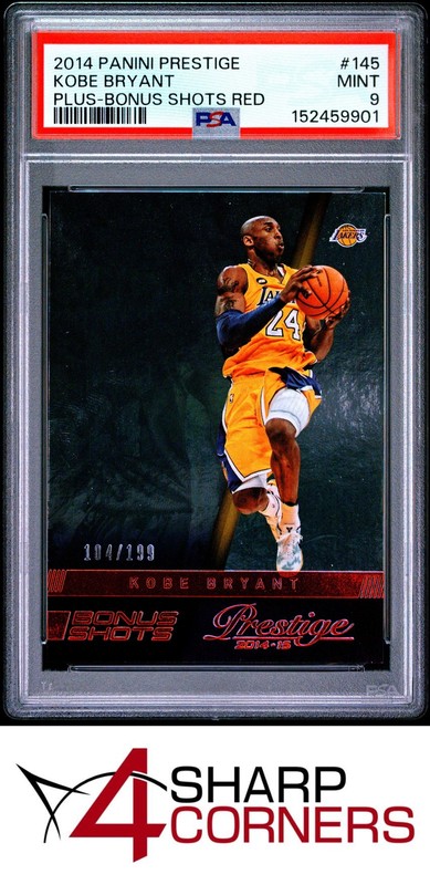 2014 PANINI PRESTIGE PLUS BONUS SHOTS RED #145 KOBE BRYANT HOF #/199 POP 2 PSA 9