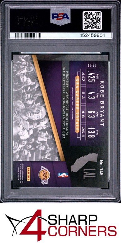 2014 PANINI PRESTIGE PLUS BONUS SHOTS RED #145 KOBE BRYANT HOF #/199 POP 2 PSA 9 view 2