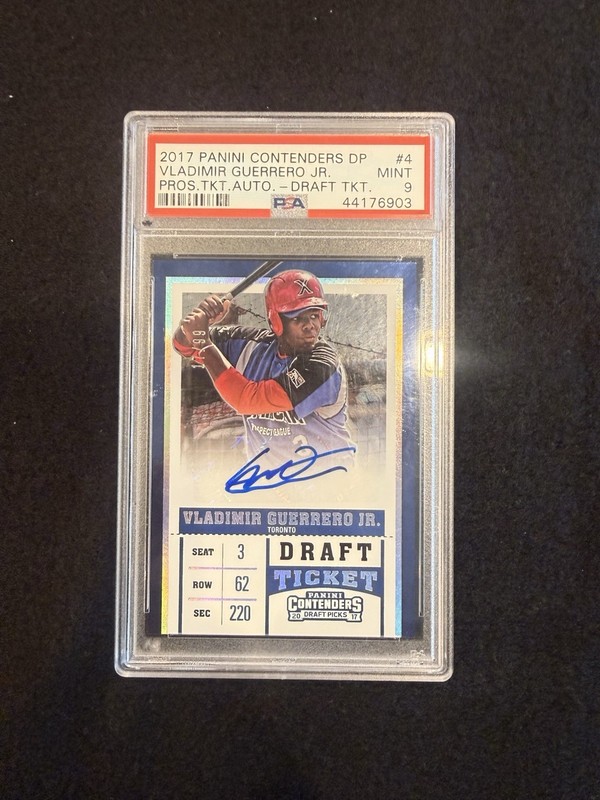 2017 Panini Contenders Draft Picks Pros. Ticket Auto Vladimir Guerrero Jr PSA 9