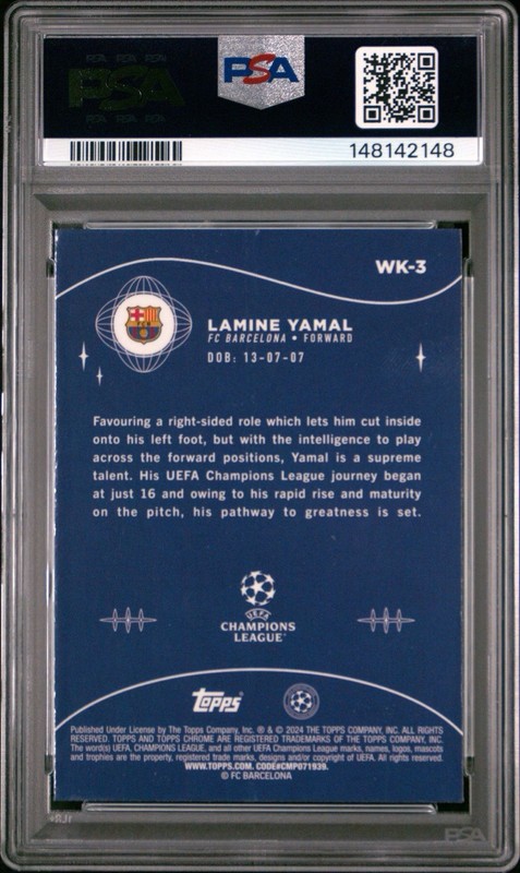 2023-24 Topps UEFA Sapphire Lamine Yamal Wonderkids Rookie PSA 10 🔥🔥🔥 view 2