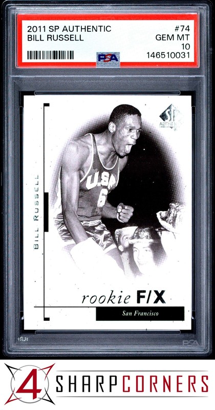 2011 SP AUTHENTIC #74 BILL RUSSELL HOF ROOKIE F/X POP 3 PSA 10