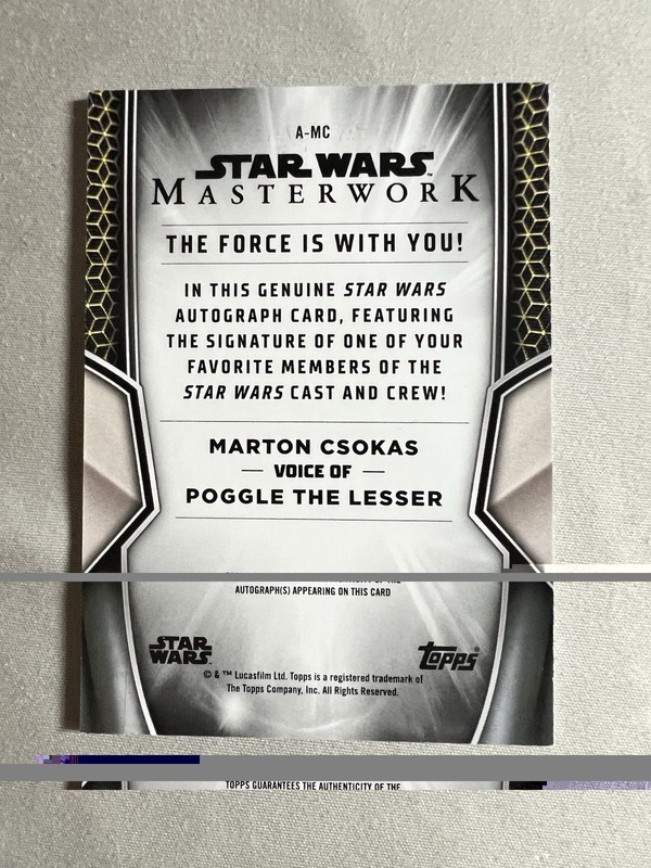 2025 Topps Star Wars Masterwork Poggle the Lesser ON CARD Auto Marton CsokasA-MC view 2