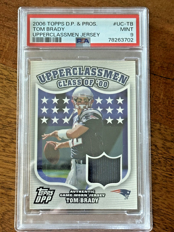 2006 Topps Tom Brady Draft Picks Upperclassmen Jersey Game Worn Patch PSA 9