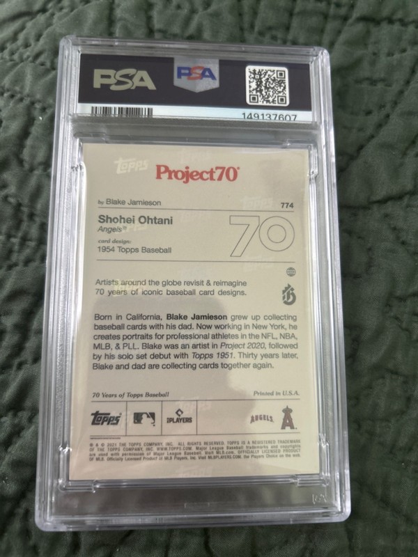 2021 projevt 70 #774 shohei ohtani psa 8 view 2