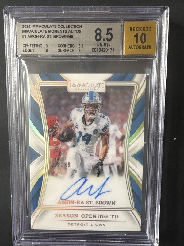2024 Immaculate Amon-Ra St. Brown AUTO /49 BGS 8.5 Auto 10 Lions SSP 🔥 view 1