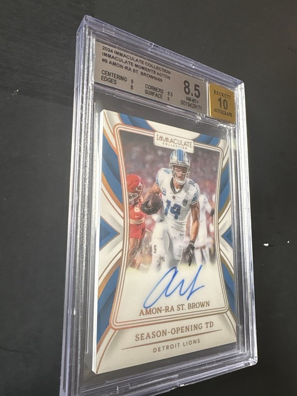 2024 Immaculate Amon-Ra St. Brown AUTO /49 BGS 8.5 Auto 10 Lions SSP 🔥 view 2
