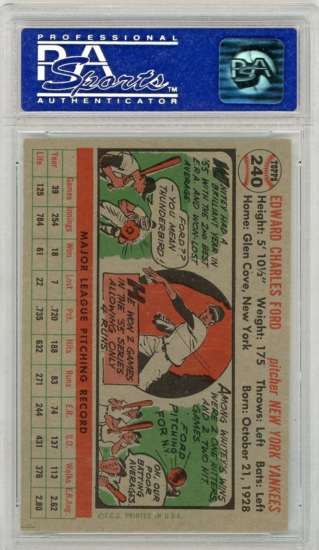 1956 Topps #240 Whitey Ford PSA 7 NM Vintage HOF New York Yankees view 2