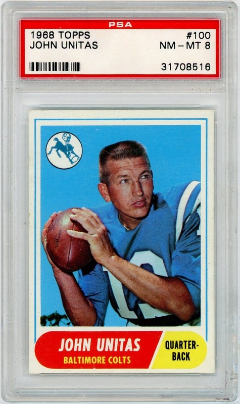 1968 Topps Football #100 John Unitas PSA 8 NM-MT SHARP HOF Vintage Colts