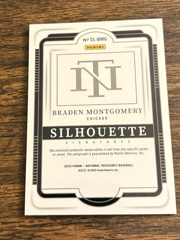 2025 Braden Montgomery National Treasures AUTO JSY PATCH Silhouette #d/99 view 2
