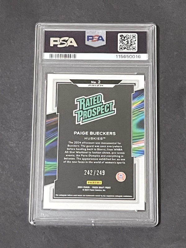 2024 Prizm Draft Picks Paige Bueckers Rated Prospect Blue Wave /249 - PSA 10 view 2
