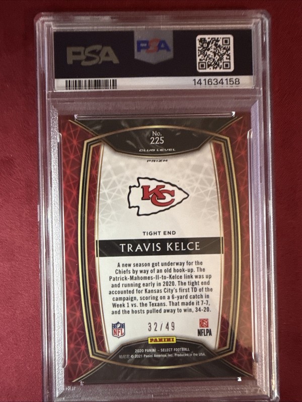 2020 Panini Select Travis Kelce RED DISCO PRIZM #/49 CLUB LEVEL Chiefs view 2