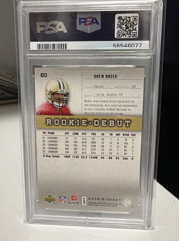2006 Upper Deck Rookie Debut #60 Drew Brees Holofoil #/325 PSA 9 (Pop 1) view 2