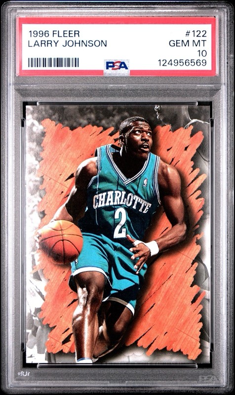 1996 Fleer Larry Johnson #122 PSA 10 Hardwood Leaders💎Pop 4! NY Knicks Hornets