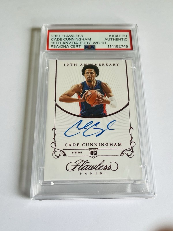 2021 Panini Flawless Cade Cunningham ONE OF ONE WB Ruby Rookie AUTO PSA/DNA Auth