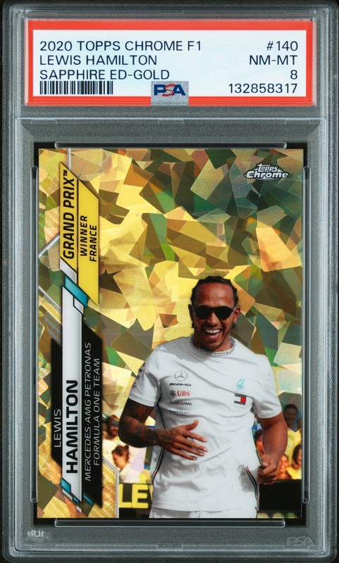 Lewis Hamilton 2020 Topps Chrome Sapphire F1 Formula 1 #140 GOLD /50 PSA 8