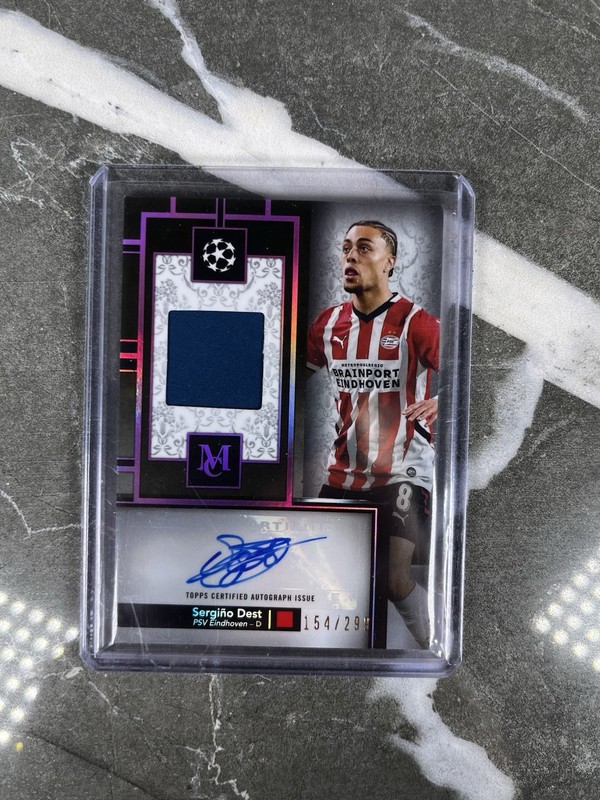2024-25 Topps Museum Collection UCC Sergino Dest Match Worn Patch Auto /299 PSV view 1