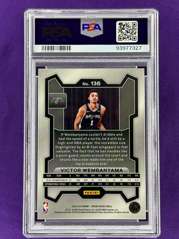 2023-24 Panini Prizm Victor Wembanyama [Base] #136 PSA 10 view 2