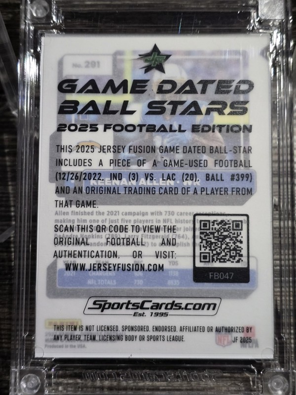 Keenan Allen /104 Donruss Gold Game Used Ball Patch 2025 Jersey Fusion Ball Star view 2