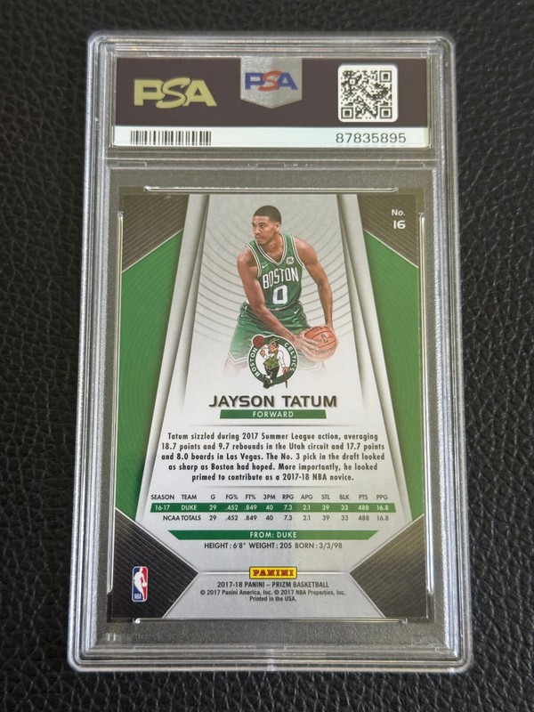 2017-18 Panini Prizm - Jayson Tatum #16 PSA 9 view 2