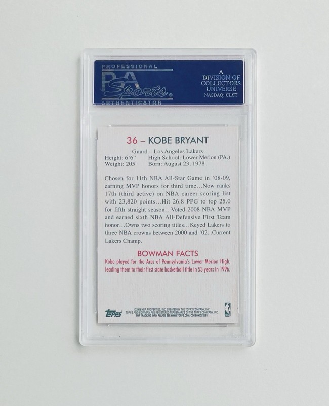 2009 Bowman ‘48 #36 Kobe Bryant PSA 10 Gem Mint view 2
