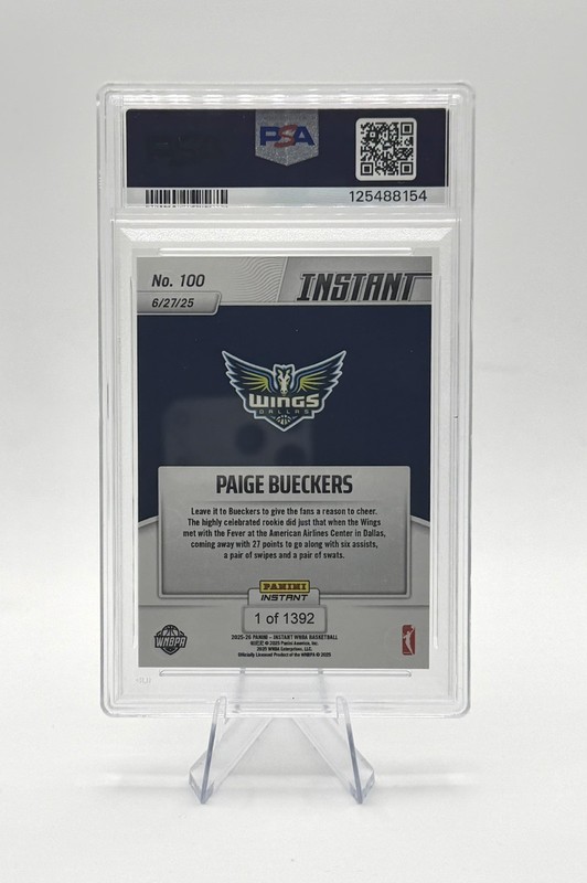 Panini Instant WNBA 2025 Paige Bueckers Rookie PSA 10 Dallas Wings #100 view 2