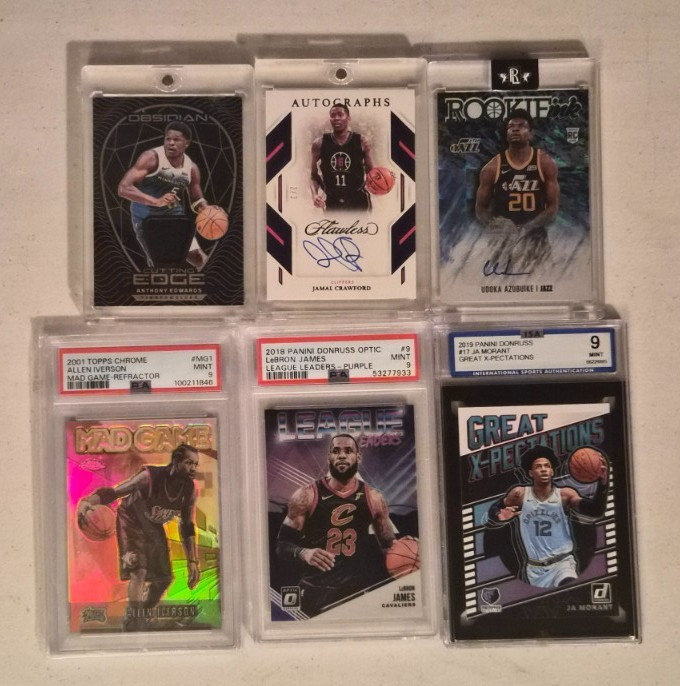 AUTO Crawford 2/3, LeBron James PSA Mint 9 2018 Panini Donruss Optic Purple