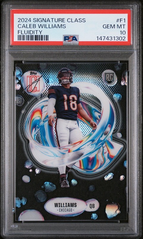 Graded 2024 Topps Signature Class Caleb Williams #F1 Fluidity Rookie Card PSA 10