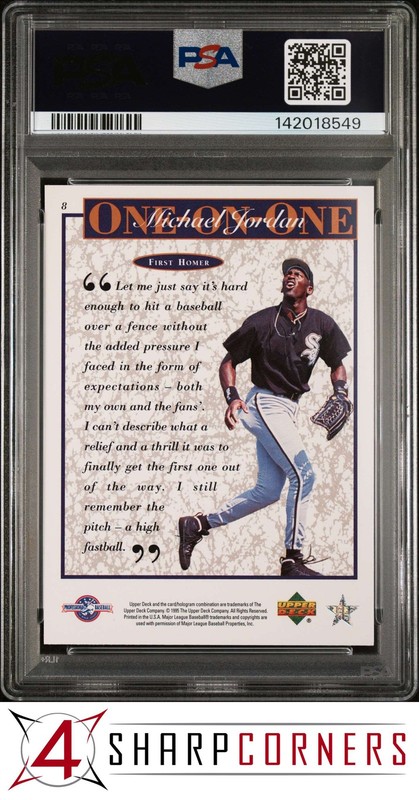 1995 UPPER DECK MINOR LEAGUE MICHAEL JORDAN ONE ON ONE #8 1ST HOME RUN PSA 10 view 2