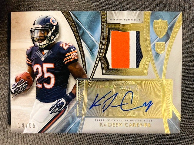 2014 Topps Supreme Ka'Deem Carey Rookie RC Auto Autograph Jersey Patch /65 Rare